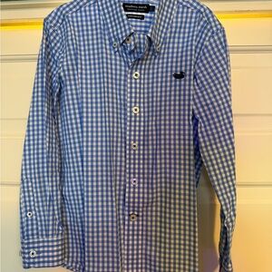Southern Marsh Blue Checkered Boys Youth Small Shirt